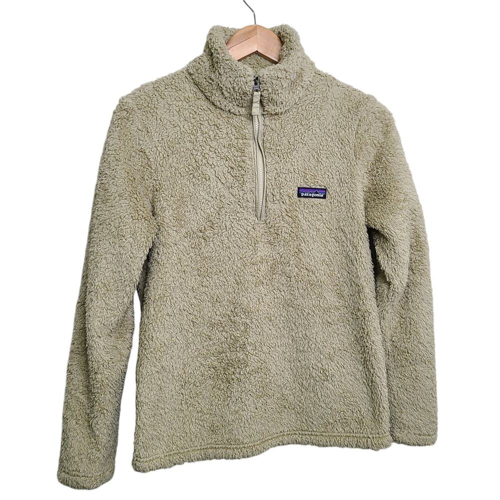 Patagonia Womens SZ S Biege Teddy Fleece 1/3 Zip Pullover Jacket Gorpcore‎